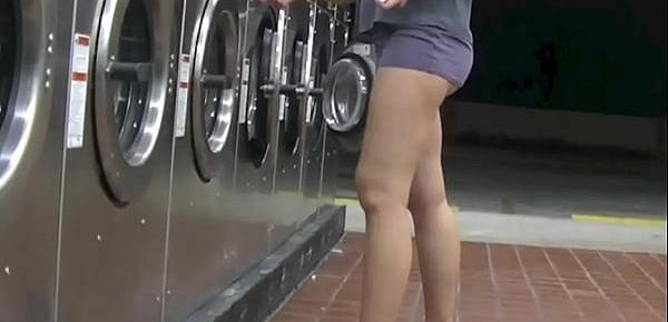  Helena Price Public Laundry Upskirt Flashing Tease! Exhibitionist MILF Vs College Voyeur at the laundry! (Part2)